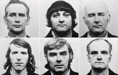 Pictured above are the six men that made up The Birmingham Six.